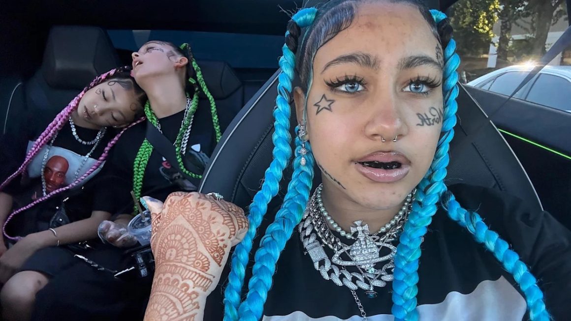 North West Goes Viral for Edgy New Look With Blue Braids and Face Tattoos